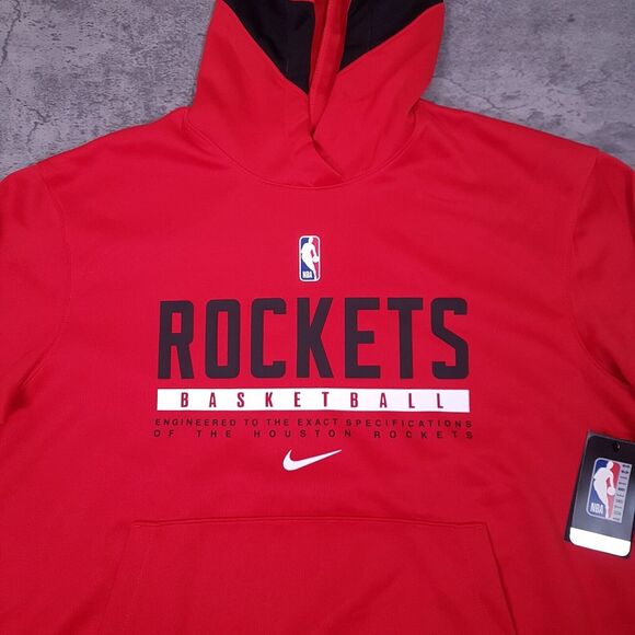 NIKE NBA Houston Rockets Dri-Fit Warm up Hoodie Mens Size LARGE Red PE - Picture 3 of 7